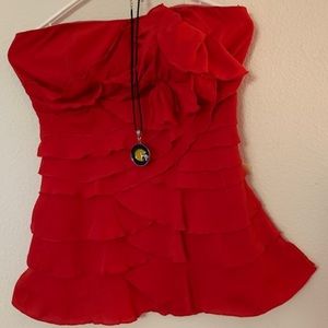Short red dress, also can be worn as a nice top